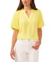 Vince Camuto Hammered Satin Puff Sleeve Top In Bright Lemon