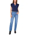 Vince Camuto V Neck Flutter Sleeve Top In Classic Navy