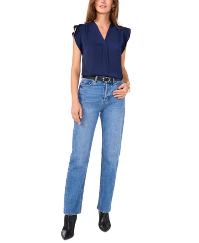 VINCE CAMUTO WOMEN'S V-NECK SHORT-RUFFLE-SLEEVE TOP