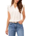 Vince Camuto Ruffle Sleeve Satin Top In New Ivory