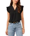 Vince Camuto Ruffle Sleeve Satin Top In Rich Black