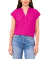 Vince Camuto Split Neck Top In Pink