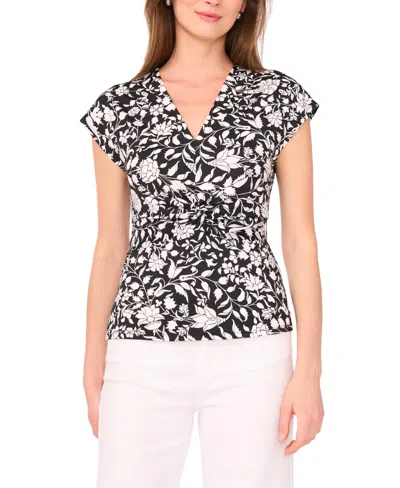 Vince Camuto Twist Knit Top In Black