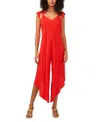Vince Camuto Tie Shoulder Asymmetric Crop Jumpsuit In Red