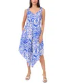 Vince Camuto Women's V-neck Tie-strap Cascade-leg Jumpsuit In Royal Azure