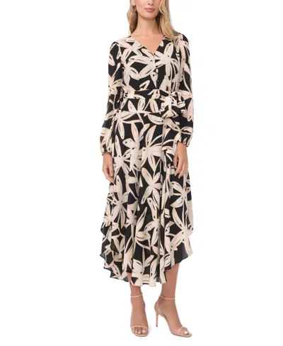 Vince Camuto Women's V-neck Tie Waist Maxi Dress In Black