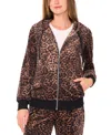 Vince Camuto Womens Velour Animal Print Zip Front Hoodie Jacket Xs 3x In Brown