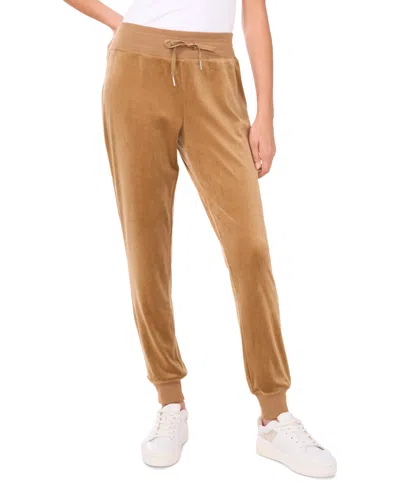 Vince Camuto Womens Velour Crystal Logo Hoodie Joggers In Camel