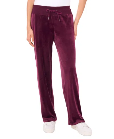 Vince Camuto Women's Velour Drawstring-waist Straight-leg Pants In Plum Noir