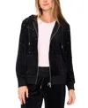 Vince Camuto Plus Size Velour Zip-front Hoodie Jacket In Black