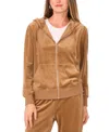 Vince Camuto Women's Velour Zip-front Hoodie Jacket In Brown