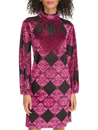 Vince Camuto Womens Velvet Fall Mini Dress In Magenta