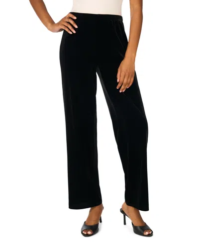 Vince Camuto Women's Velvet High-rise Straight-leg Pants In Black