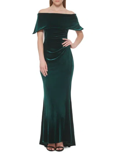 Vince Camuto Women's Velvet Off The Shoulder Gown In Hunter