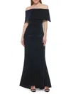 Vince Camuto Womens Velvet Off-the-shoulder Evening Dress In Navy