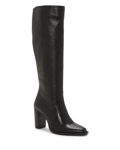 Vince Camuto Women's  Lecheya Boots Black Block Heel Knee High Zap1494