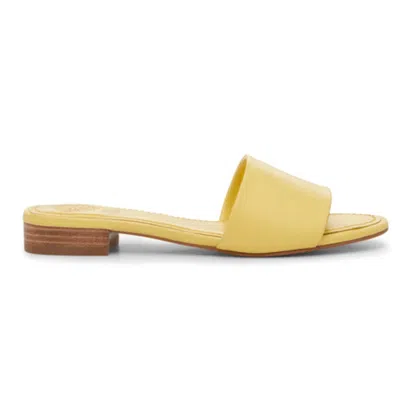 Vince Camuto Women's  Meren Sandals Lemon Leather Slip On Slide Zap1756 In Multi