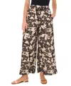 Vince Camuto Floral Wide Leg Drawstring Pants In Brown