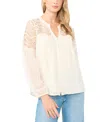 Vince Camuto Split Neck Button Front Blouse In White