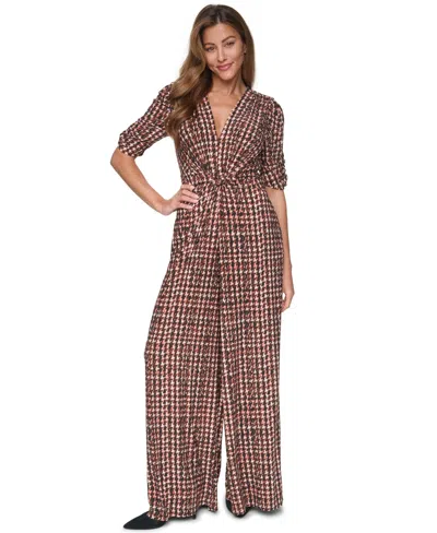 Vince Camuto Twist Front Wide Leg Jumpsuit In Brown