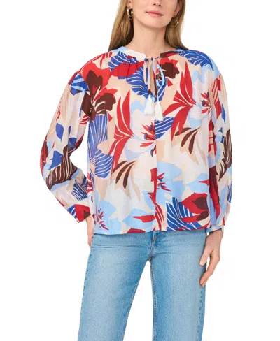 Vince Camuto Women's V-neck Long-sleeve Blouse In Multi