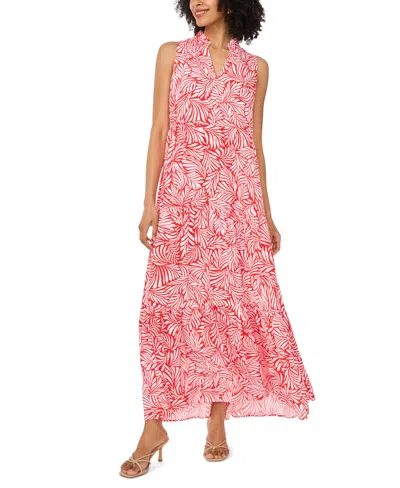 Vince Camuto V Neck Sleeveless Maxi Tier Dress In White