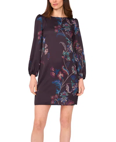 Vince Camuto Long Sleeve Satin Shift Dress In Blue