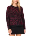 Vince Camuto Women's Zebra Jacquard Long Sleeves Sweater In Burgundy