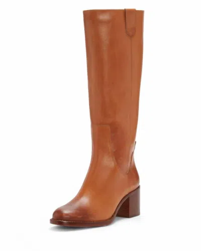 Vince Camuto Women's Zemmy Leather Knee High Block Heel Comfortable Boots In Light Cognac In Multi