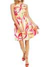 VINCE CAMUTO WOMENS ABOVE KNEE PRINTED WORKWEAR HALTER DRESS