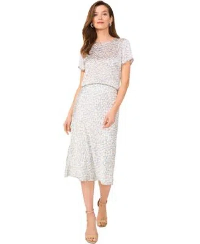 Vince Camuto Womens Abstract Print Top Pull On Midi Skirt