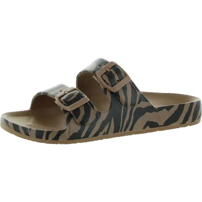 Vince Camuto Womens Animal Print Buckle Footbed Sandals In Multi