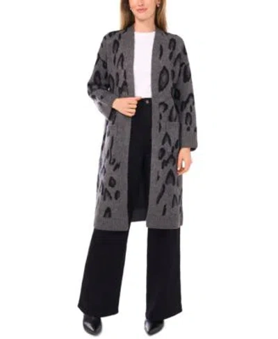 Vince Camuto Womens Animal Print Long Sleeve Open Cardigan In Gray