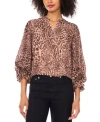Vince Camuto Split Neck Animal Print Top In Multi