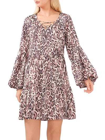 Vince Camuto Womens Animal Print Short Mini Dress In Multi