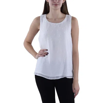 Vince Camuto Womens Beaded Tank Shell In White