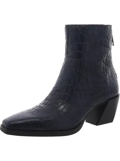 Vince Camuto Womens Block Heel Square Toe Booties In Blue