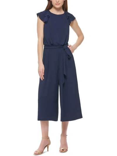 Vince Camuto Womens Blouson Cropped Jumpsuit In Blue