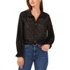 Vince Camuto Metallic Ruffle Cuff Shirt In Black