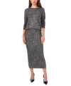 Vince Camuto Womens Metallic Cable Knit Crewneck Sweater In Medium Heather Grey