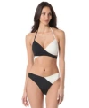 Vince Camuto Color Block High Cut Bikini Bottom In Black,cream