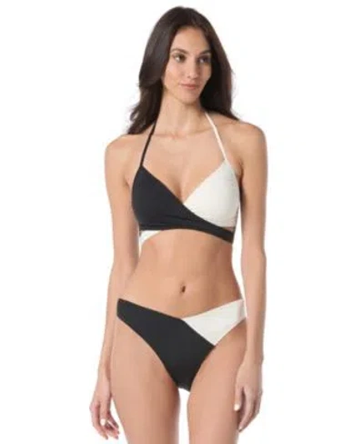 Vince Camuto Womens Colorblocked Bikini Top High Cut Bottoms In Black,cream