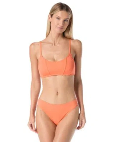 Vince Camuto Womens Corset Bralette Top Solid Moderate Coverage Bikini Bottoms In Orange