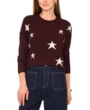 Vince Camuto Womens Cozy Crewneck Star Print Dropped Shoulder Sweater Xxs 3x In Brown