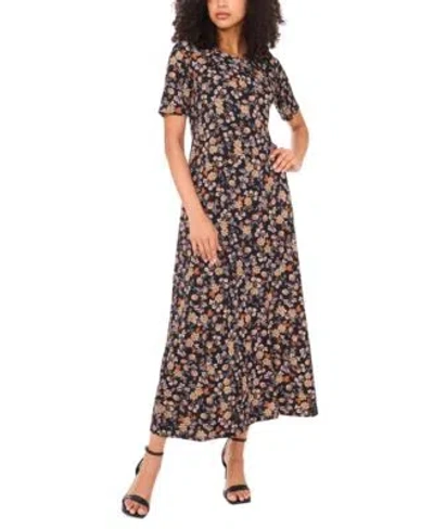 Vince Camuto Womens Crew Neck Short Sleeve Dress In Multi