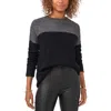 Vince Camuto Mood Indigo Womens Crewneck Color Block Pullover Sweater In Black