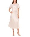Vince Camuto Womens Crewneck Puff Sleeve Top Bias Cut A Line Midi Skirt In Birch
