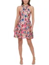 VINCE CAMUTO WOMENS CRISS-CROSS FRONT MINI FIT & FLARE DRESS