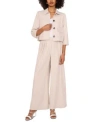 Vince Camuto Womens Cropped Jacket Wide Leg Pants In New Ivory