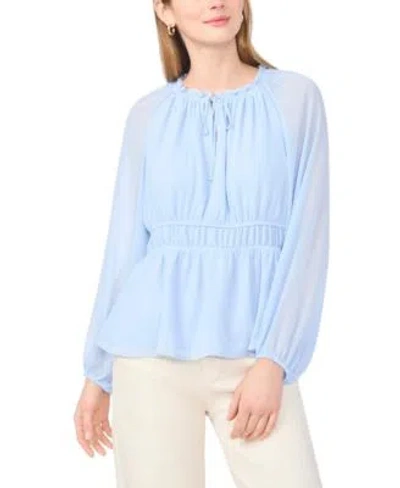 Vince Camuto Womens Double Elastic Waist Crewneck Top In Blue